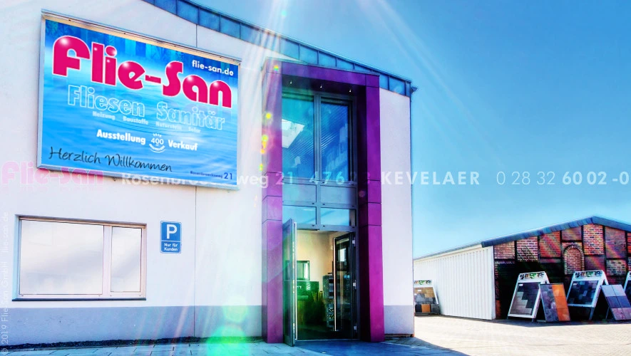 Flie-San · Fliesen Sanitär · Heizung Baustoffe Naturstein Solar • Tiles Sanitation · Heating . Construction Material . Natural Stone . Solar Energy