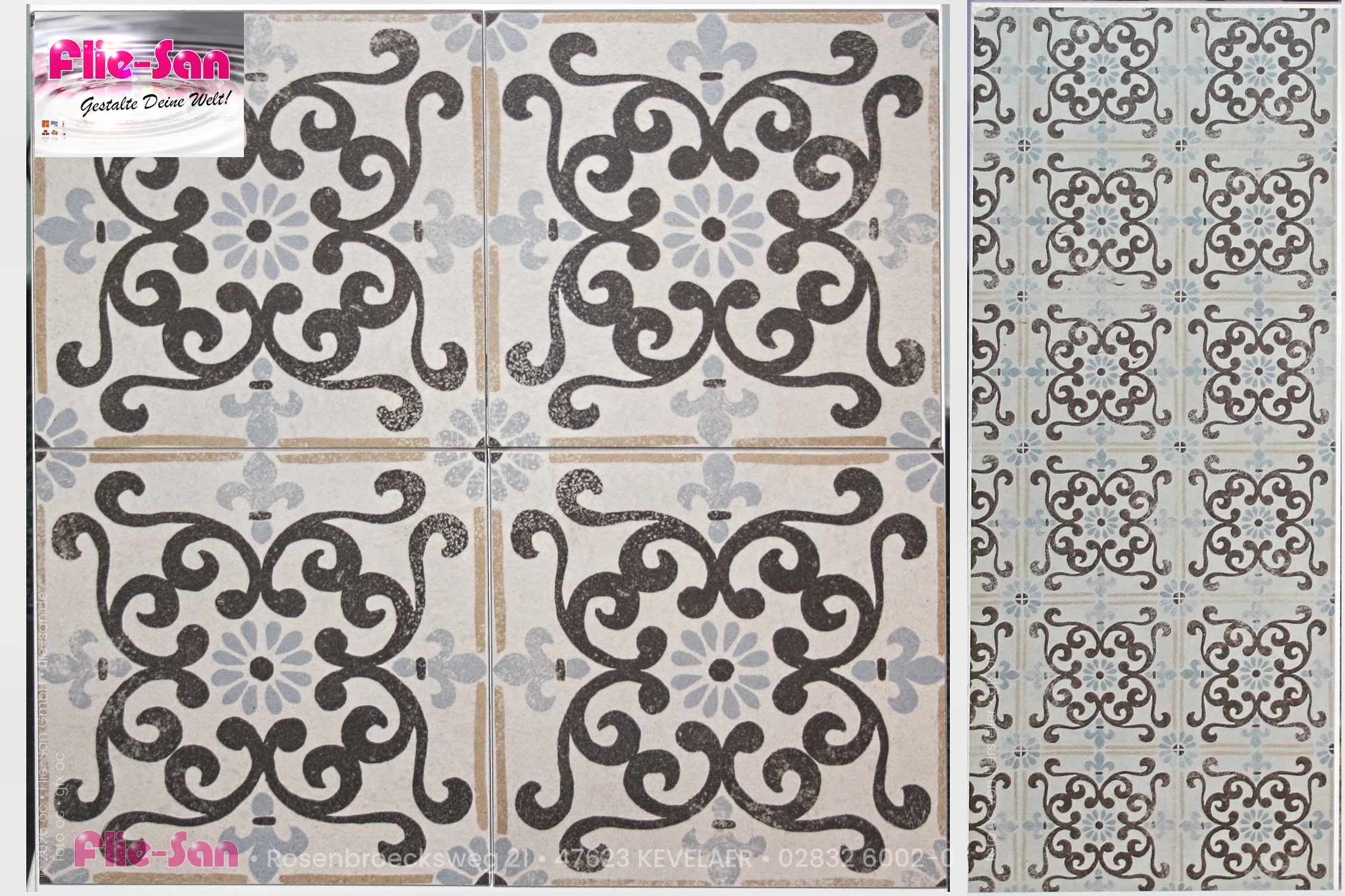 Flie-San · Fliesen Sanitär · Dekorfliese • Tiles Sanitation · Decorative Tile 5225-5227