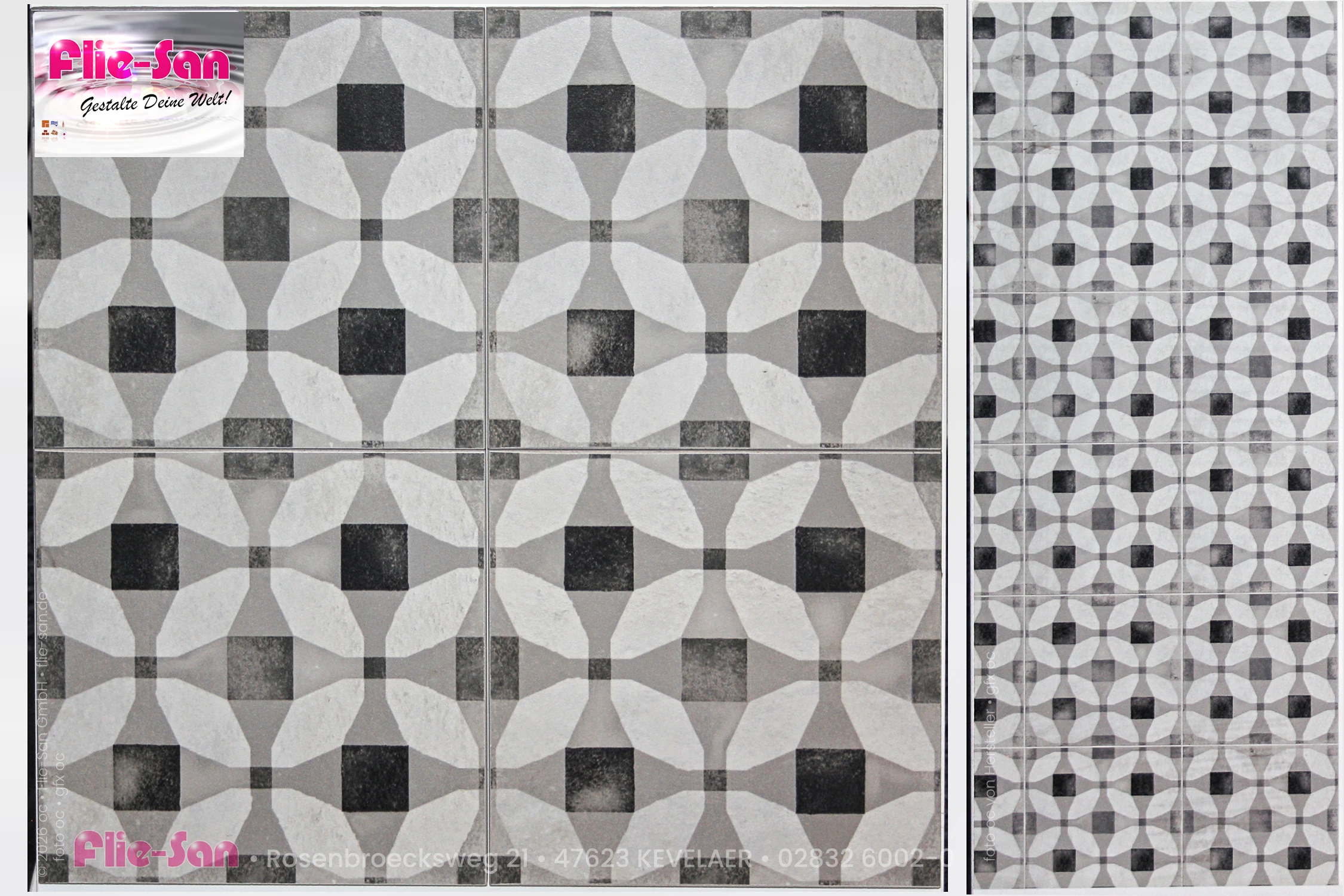 Flie-San · Fliesen Sanitär · Dekorfliese • Tiles Sanitation · Decorative Tile 5228-5230