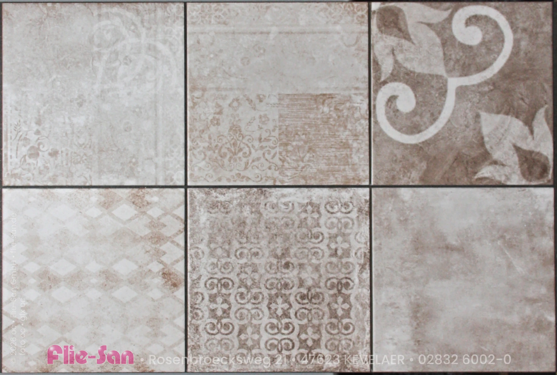 Flie-San · Fliesen Sanitär · Bodenfliese • Tiles Sanitation · Floor Tile 5286