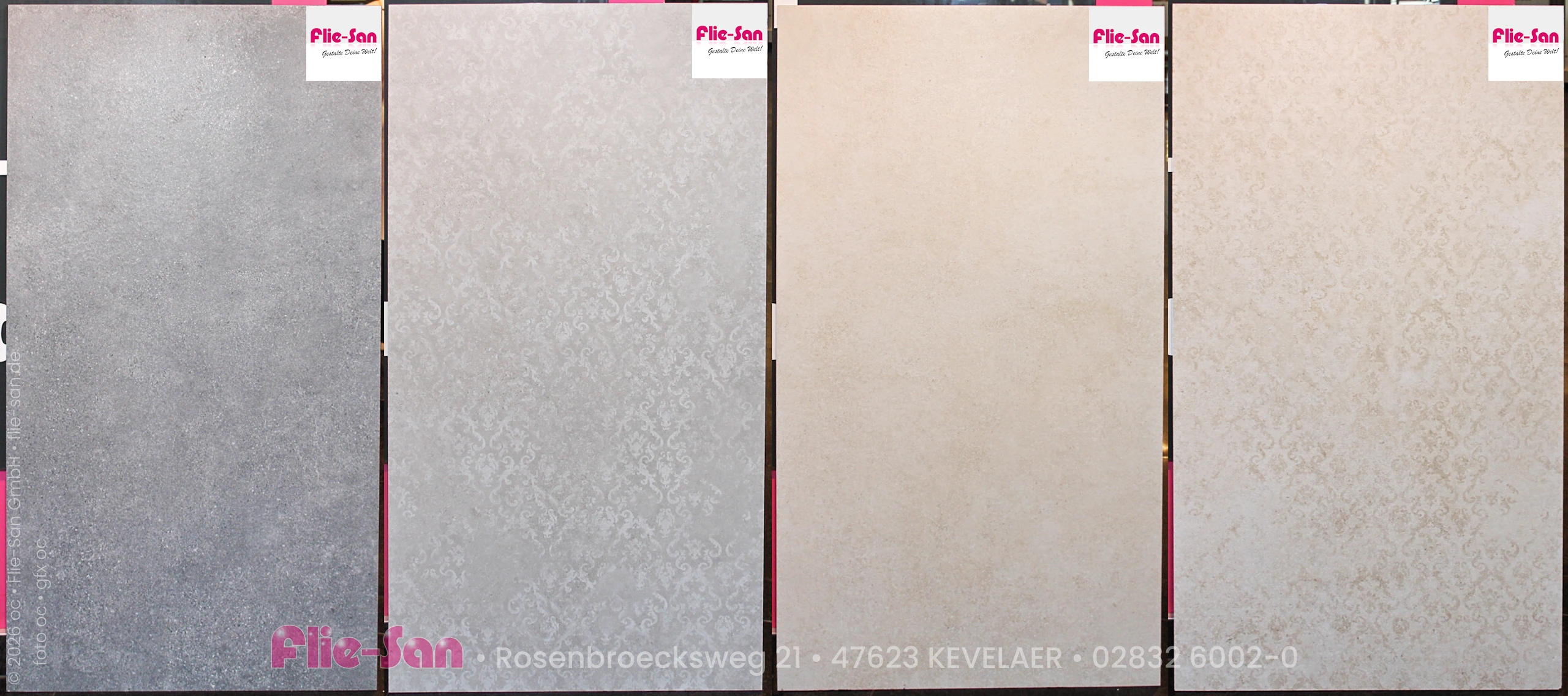 Flie-San · Fliesen Sanitär · Dekorfliese • Tiles Sanitation · Decorative Tile 5483-5-7-9