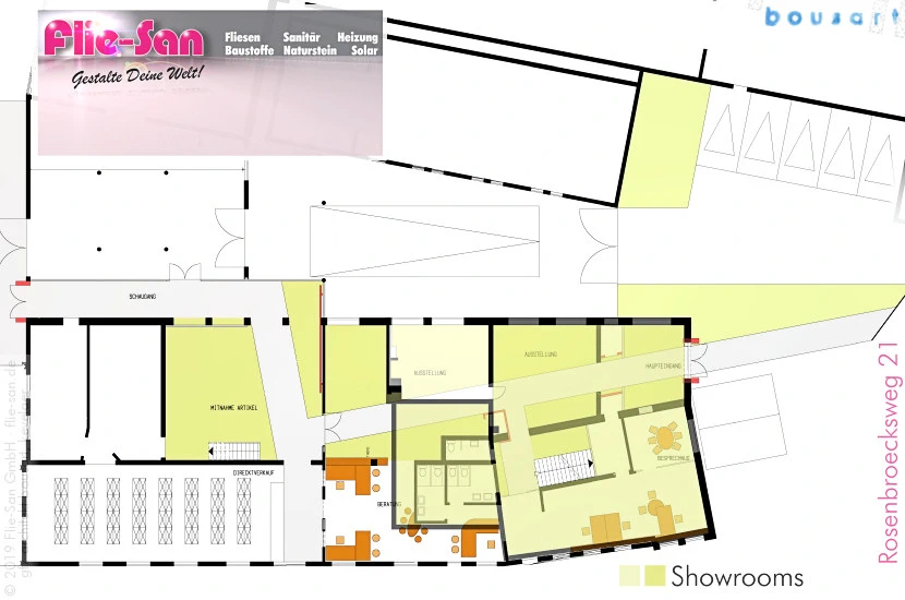 Flie-San · Fliesen Sanitär · geplant umgesetzt • Tiles Sanitation · planned realised